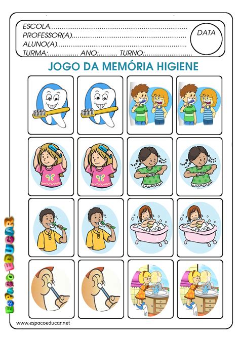 jogo da memoria higiene pessoal